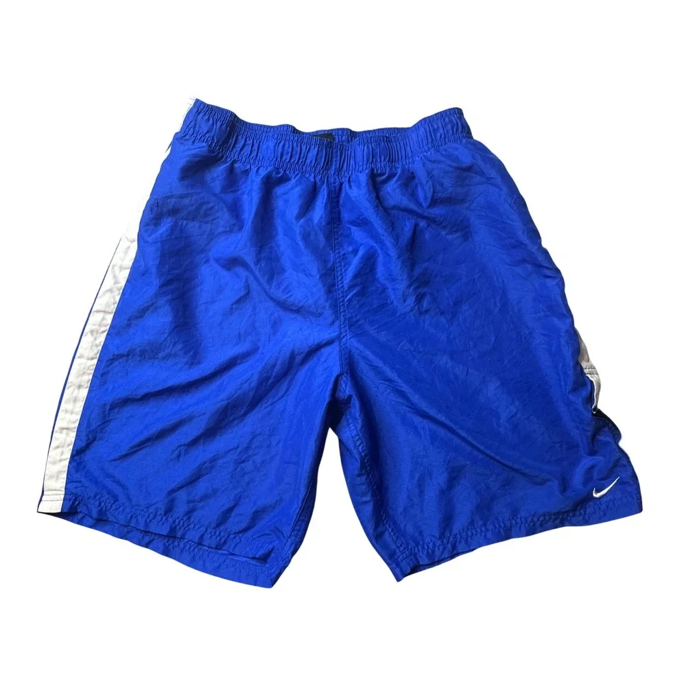 Nike Shorts Mens L Blue NESS9510 Athletic Training Striped Swoosh Activewear